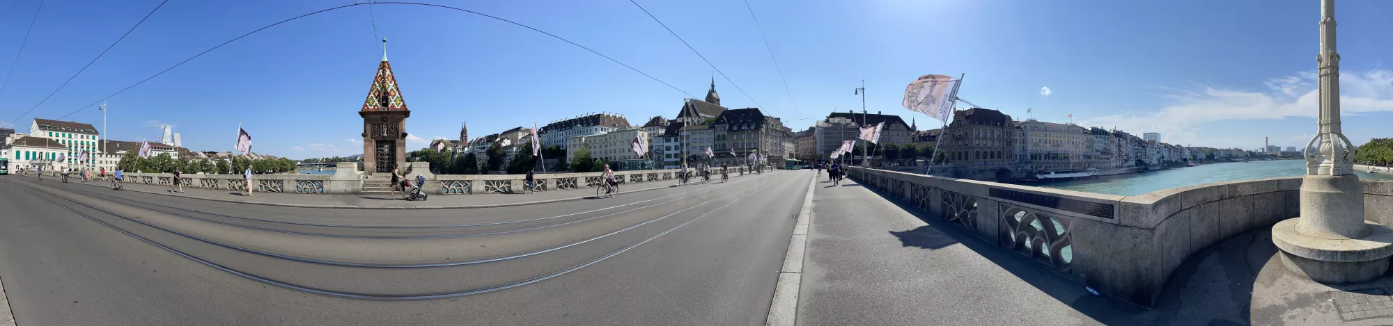 Panoramic view on a Basel bridge.
