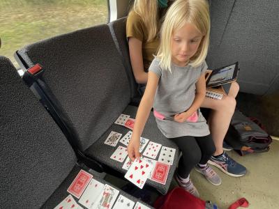 Card games in the train.